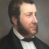 Pastel on paper "Man with favorites" signed, framed under glass 1862