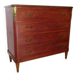 Louis XVI chest of drawers - Bronze - Butterfly wood veneer marquetry - 1930
