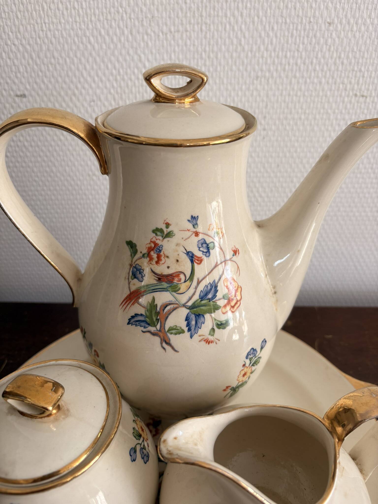 Tea Service Café Courtoisie Keramis Boch Louvière Art Deco Phoenix Bird