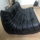 Togo Black Leather 3 seats