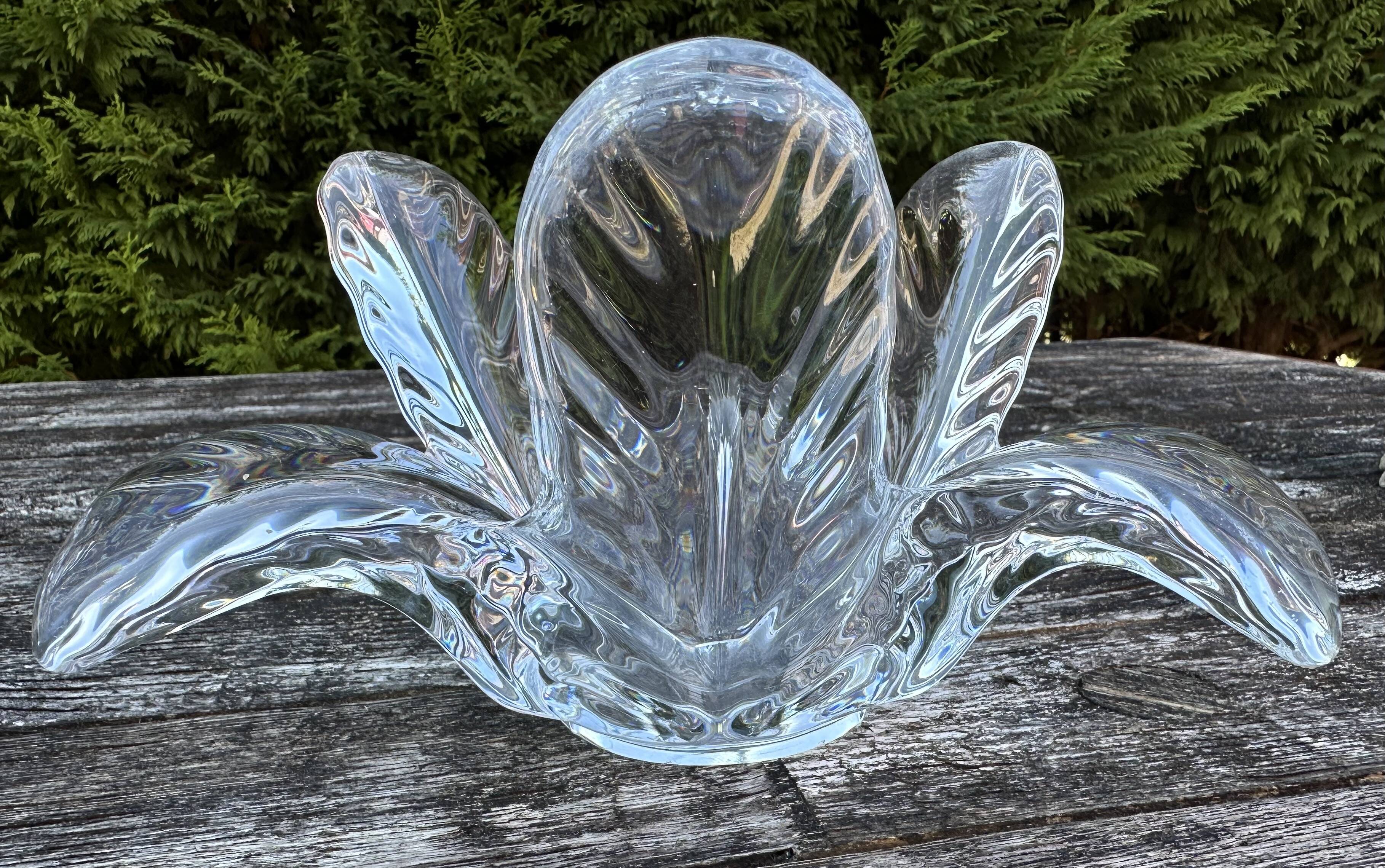 Bougeoirs, centre de table (lot de 2) verrerie de Vannes "Le chatel" 1970'S