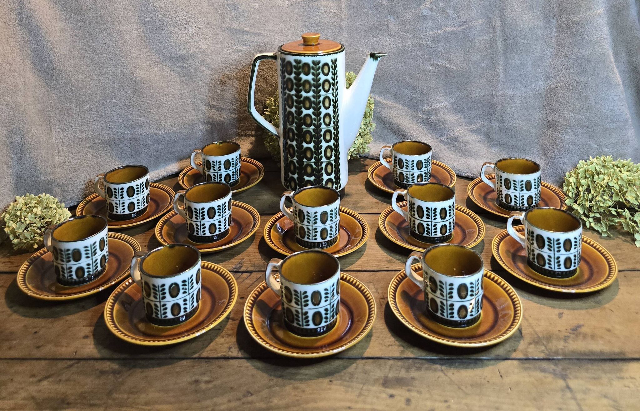 Boch la louvière – delta noix coffee service 1966 – vintage 25 pieces