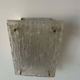 Pair of vintage sconces, molded frosted glass, Murano Italy 1970