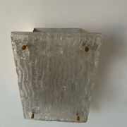 Pair of vintage sconces, molded frosted glass, Murano Italy 1970
