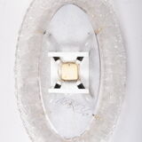 Large Oval Plexiglas mirror with lighting, 1960 Germany.