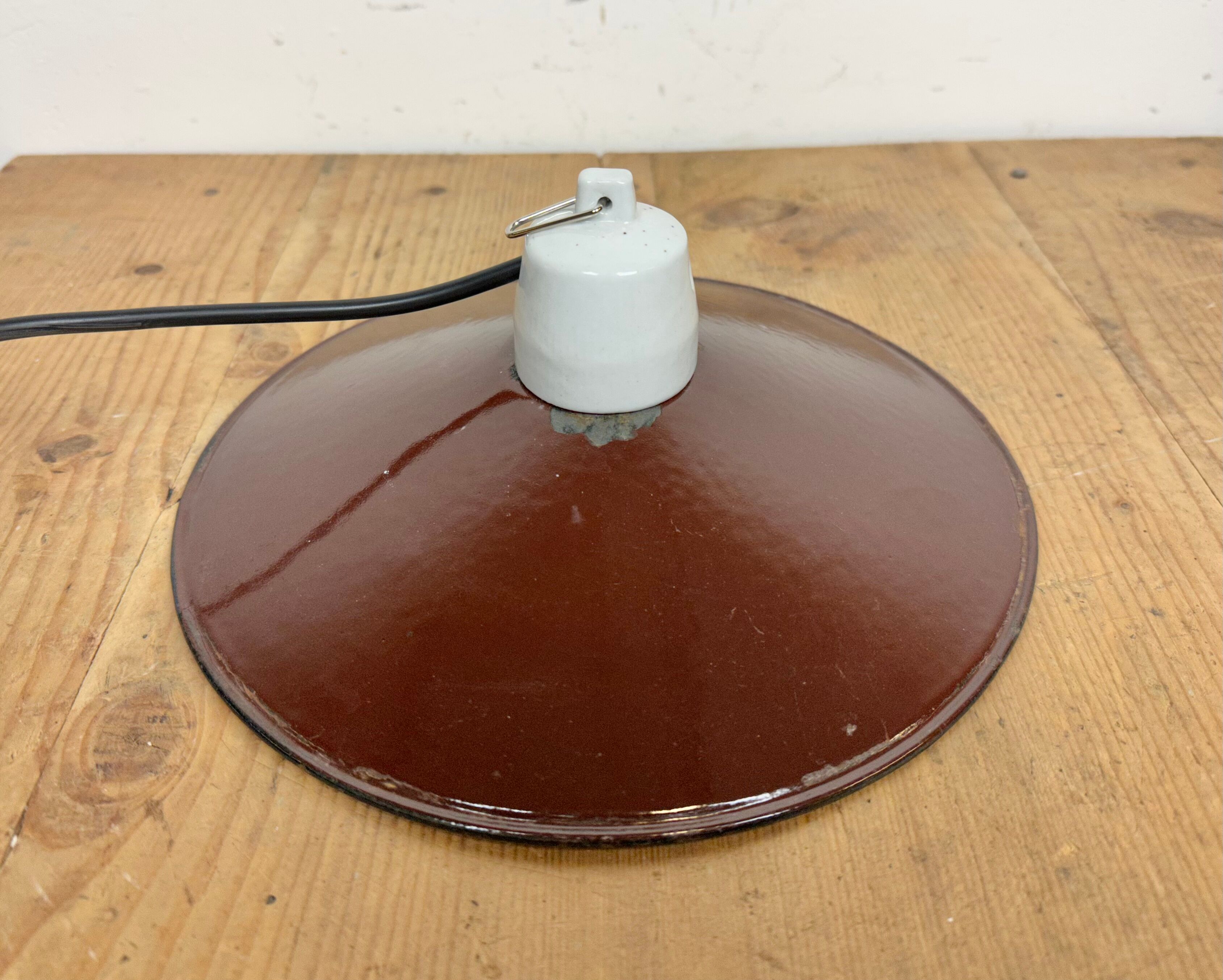 Industrial Red Enamel Pendant Light, 1970s