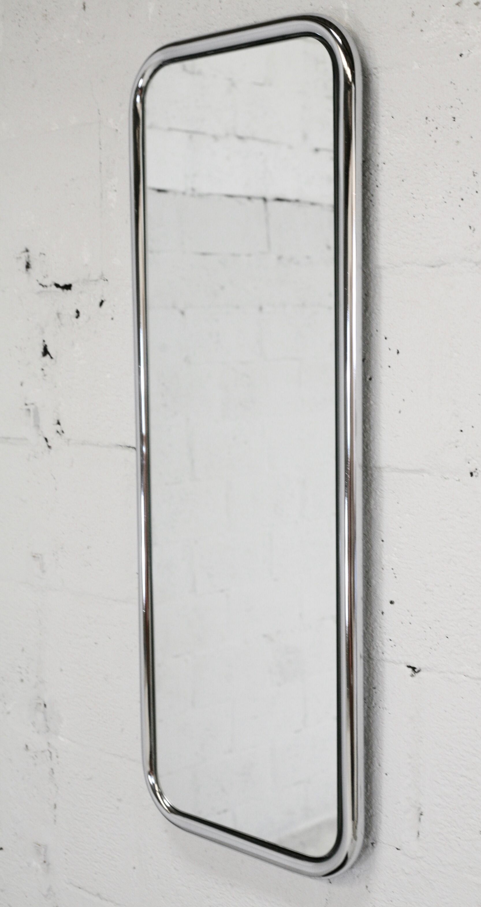 Pair of 70s tubular mirrors, chrome steel