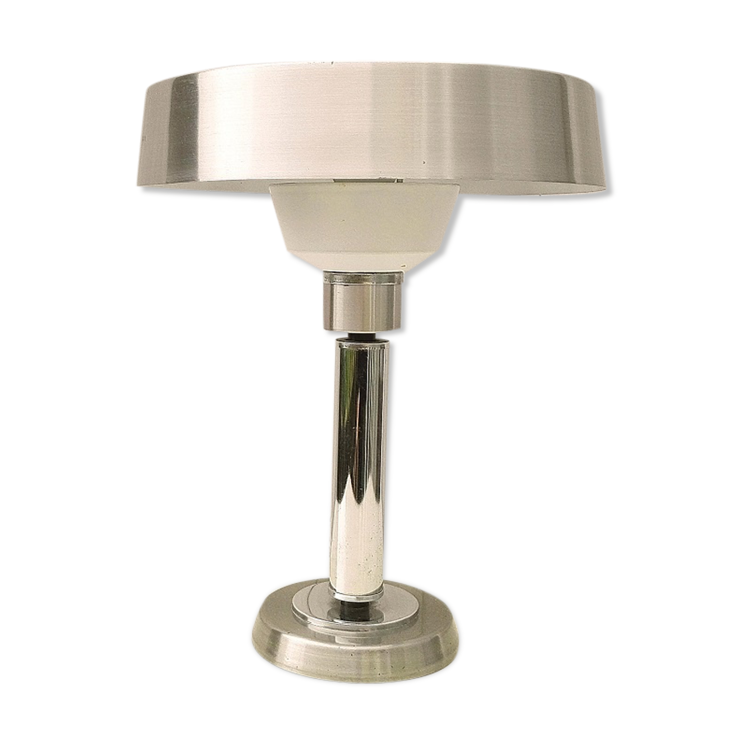 70's chrome and brushed art deco style lamp