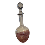 Antique engraved crystal carafe – floral decoration – matching Saint-Louis