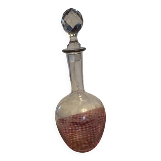 Antique engraved crystal carafe – floral decoration – matching Saint-Louis