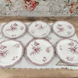 Set of 6 dessert plates from the early 20th century, Sarreguemines, Fontanges model