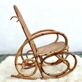 Rocking-chair canned in bamboo design 1960s