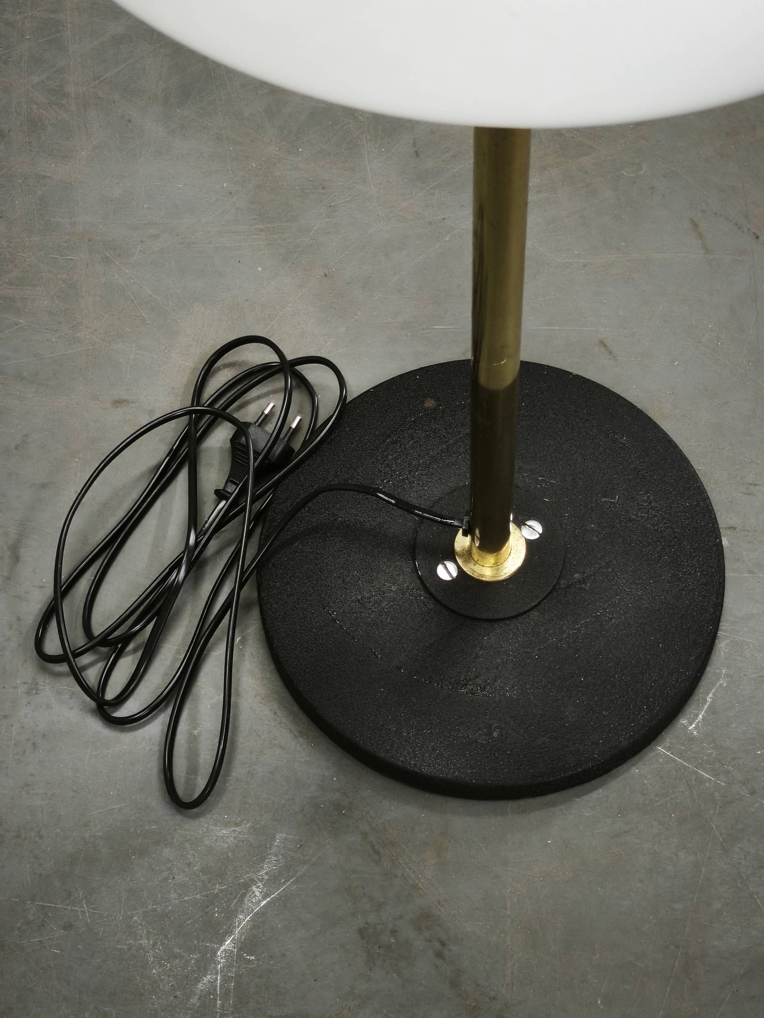 1960s Lidokov Space Age Brass and Opaline Glass Floor Lamp