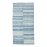 Tapis Kilim tissé main bleu glacier 5x10, 147x288 cm