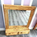 Miroir mural en bambou