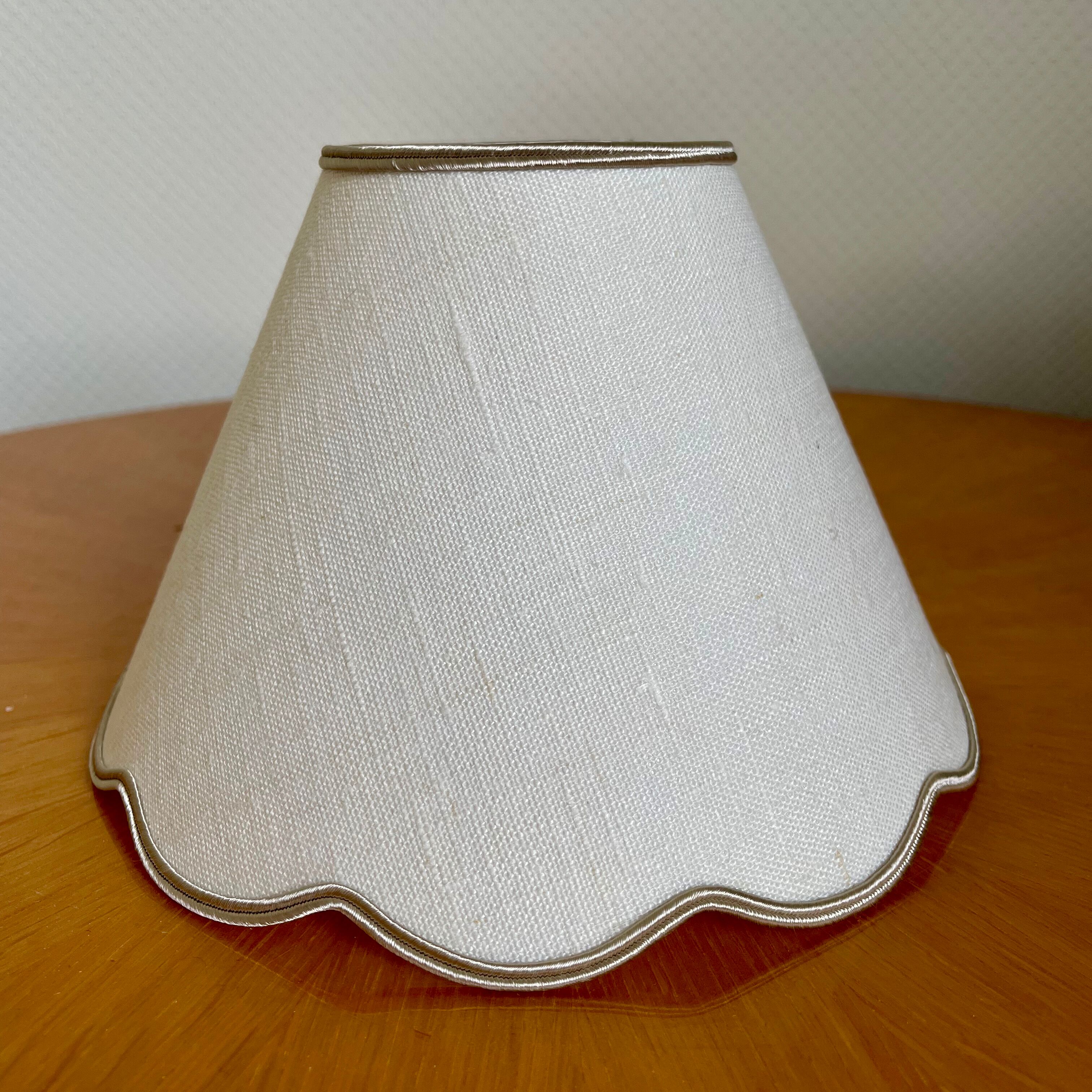 Lampshade in old white linen