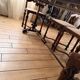 Large antique dining table in wrought iron and smoked glass,