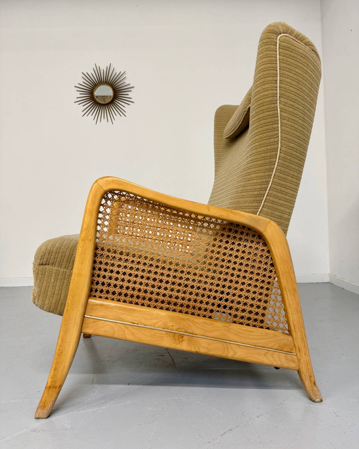 Vintage wingback recliner in Scandinavian design from the 1960s.