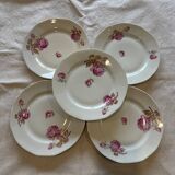 Set of 5 plates with rose patterns.