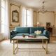 Hollywood Regency style coffee table • marble and brass