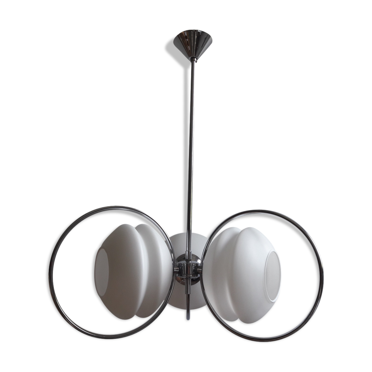 Suspension chrome and glass chandelier