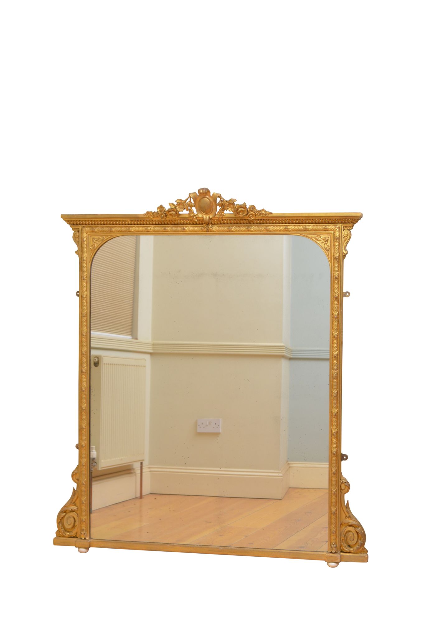 Miroir de cheminée victorien doré