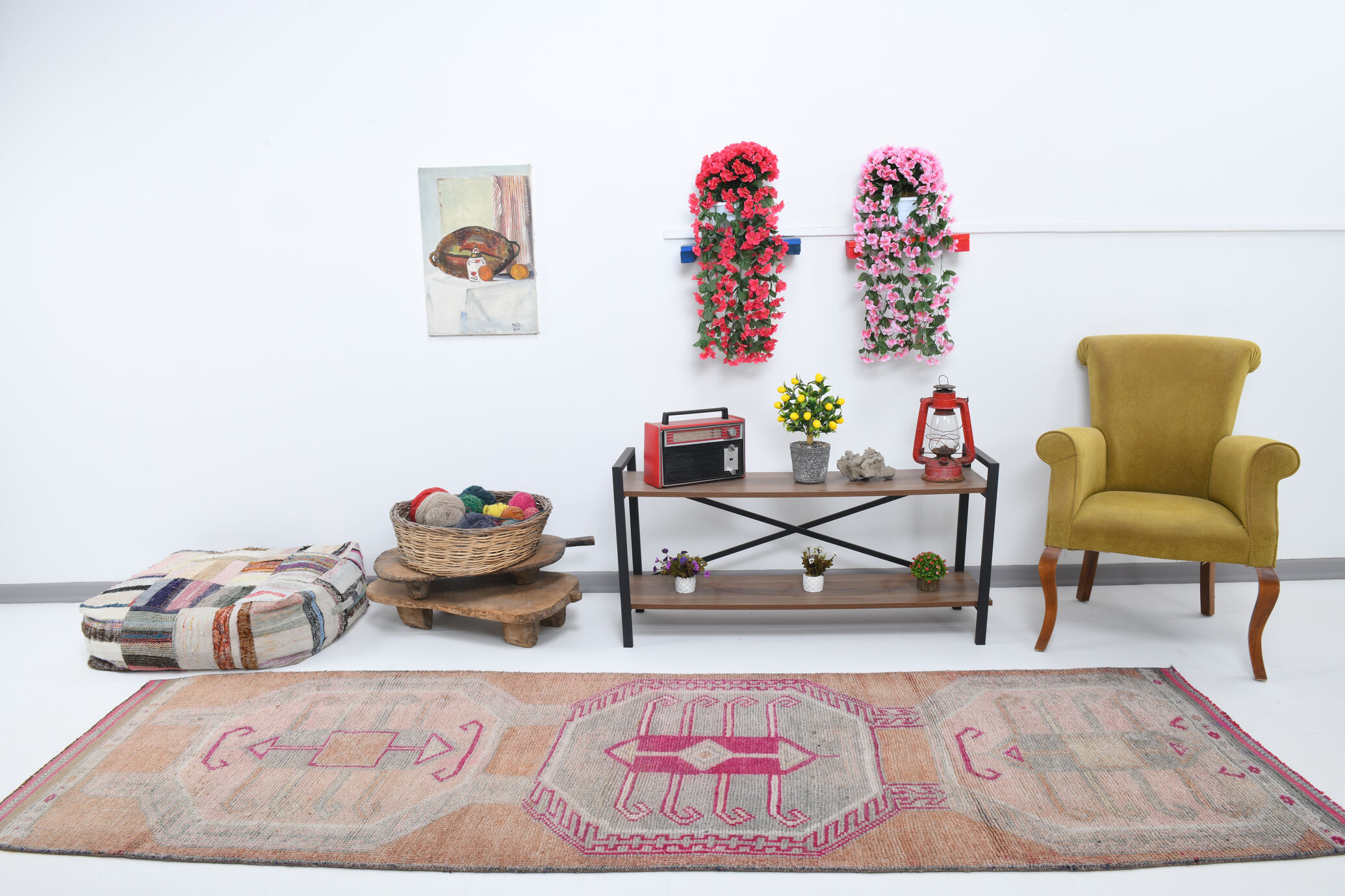 3x10 pastel wool vintage runner rug 309x98cm