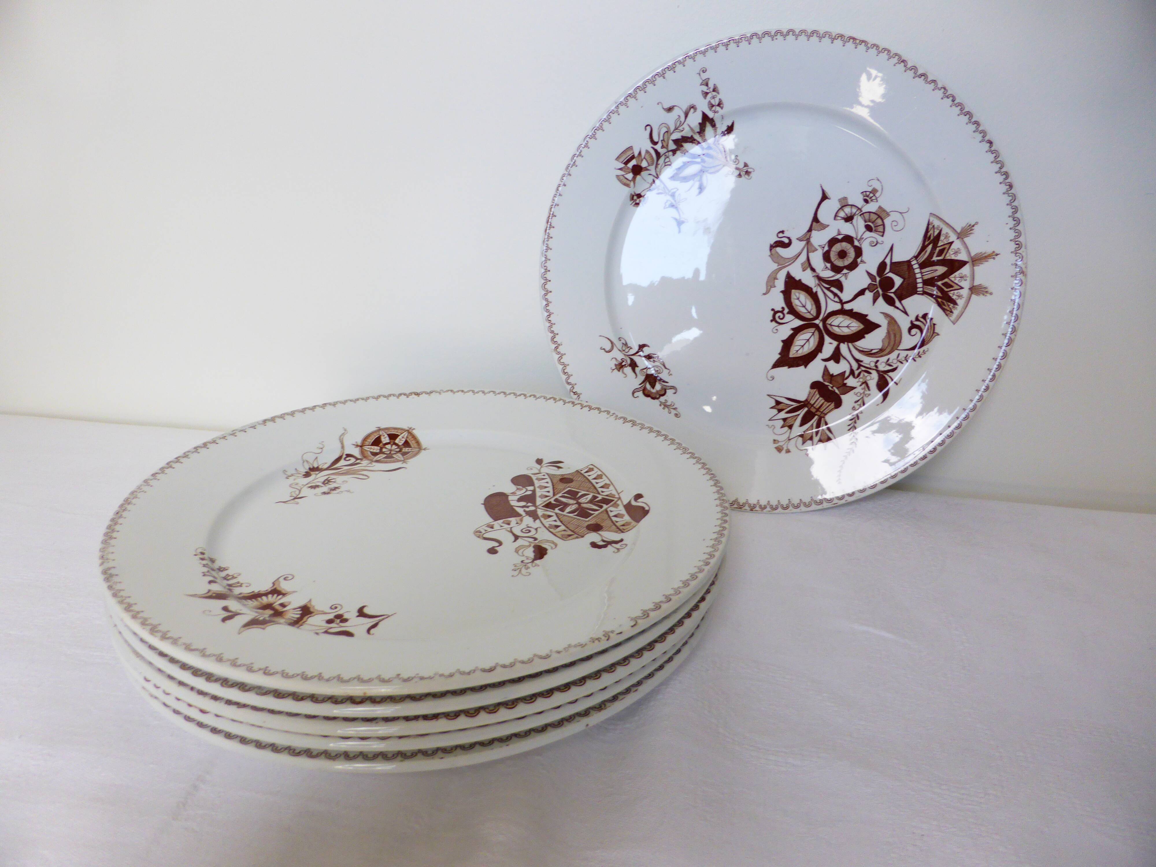 Lot de 6 assiettes plates vintage de Sarreguemines modèle Danois 210412