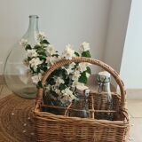 Vintage wicker bottle rack