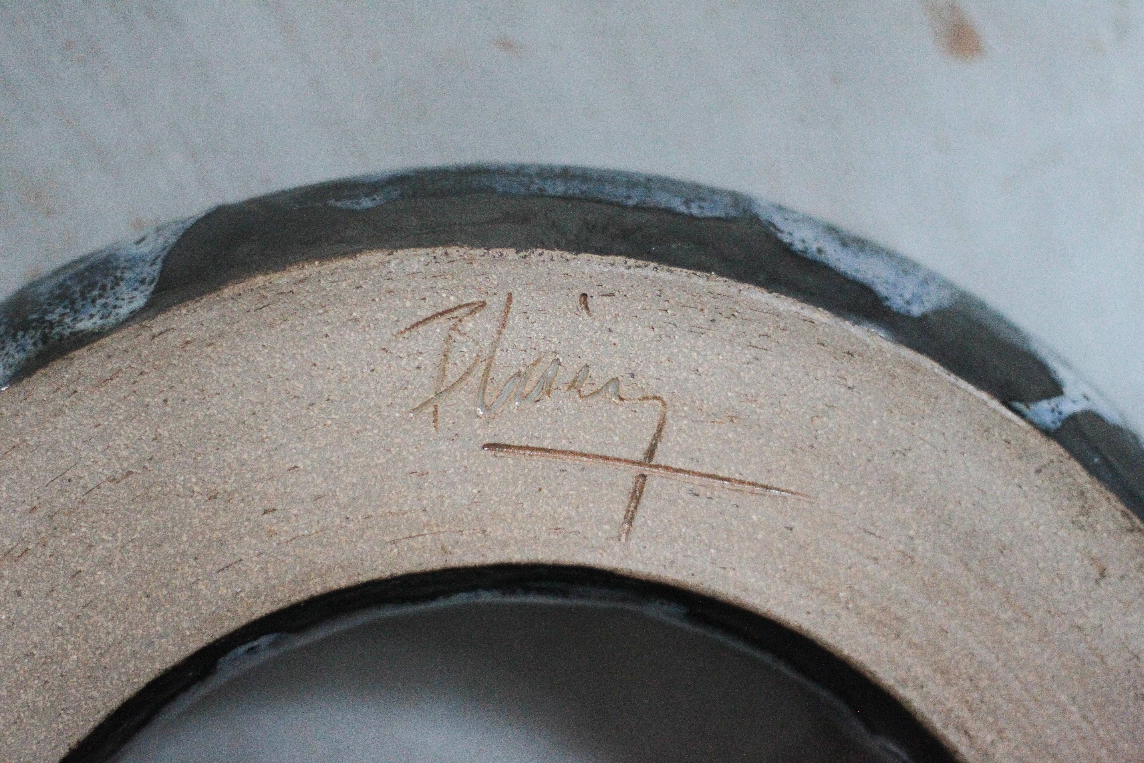 Ceramic jardinière signed Blain Francoise, pottery La Borne, centre of your