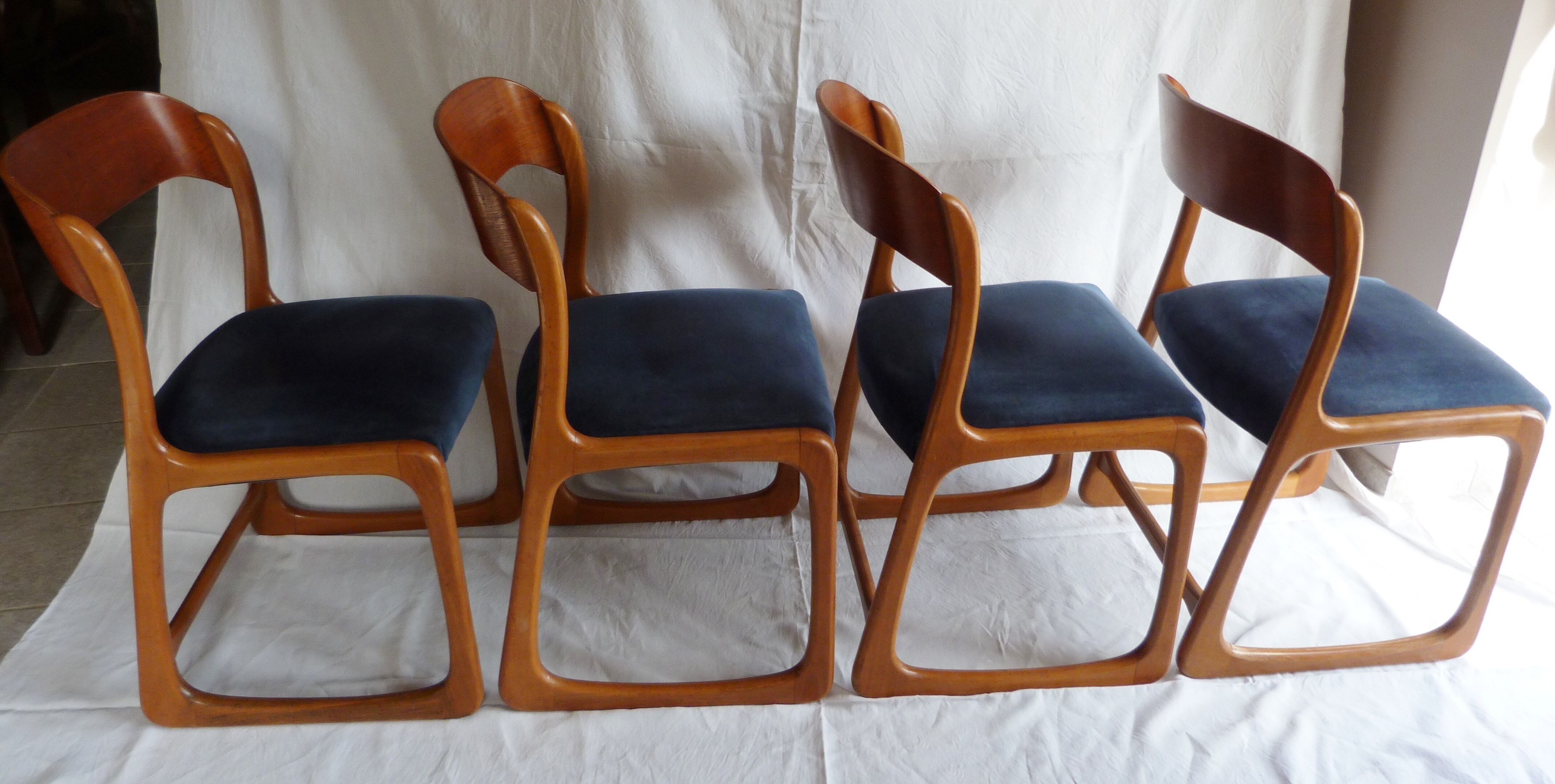 Suite of 4 Baumann sled chairs