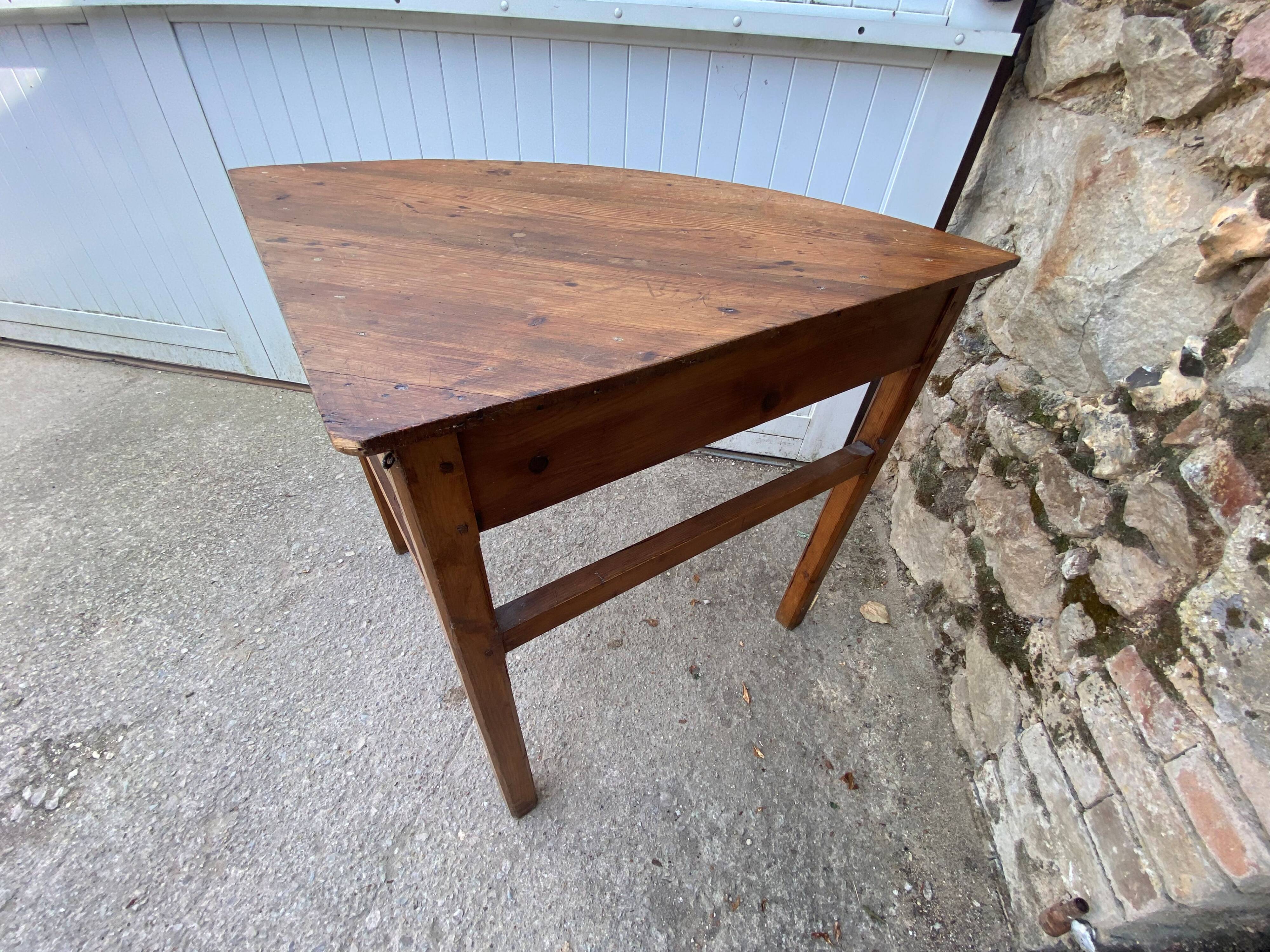 Solid wood corner desk table with 1 drawer