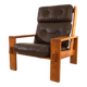 Asko Bonanza brown high-back leather armchair by Esko Pajamies
