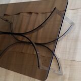 70's glass and chrome metal coffee table