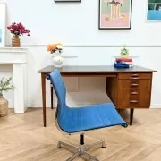 Eames office chair for Vitra, aluminium and blue fabric