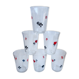 Set of 6 water glasses card games 70s