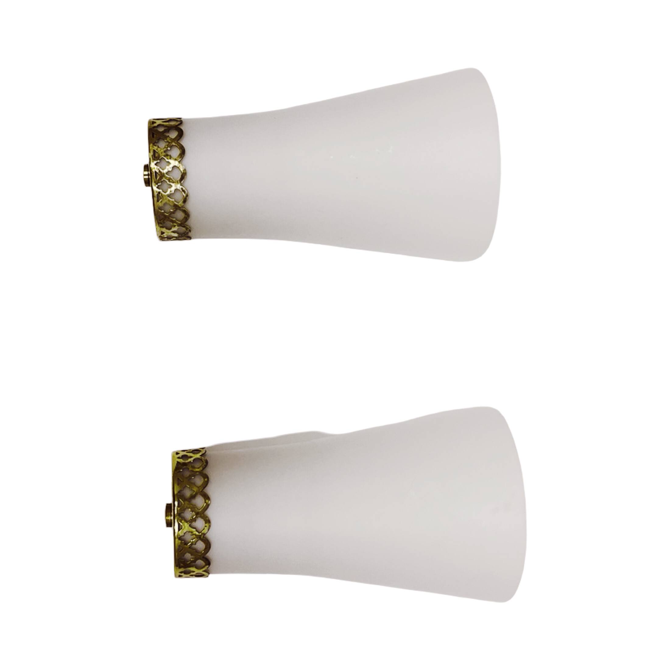 Pair of Doria Leuchten wall lamps, Hollywood Regency, Germany, 1970s.