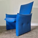 Space age design lounge chair in blue fabric, Netherlands 1960s
