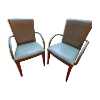 Vittoria leather chairs by Poltrona Frau with armrests