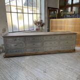 XXL walnut trade counter with multiple drawers