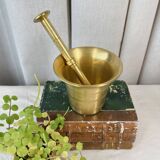Large brass mortar with pestle