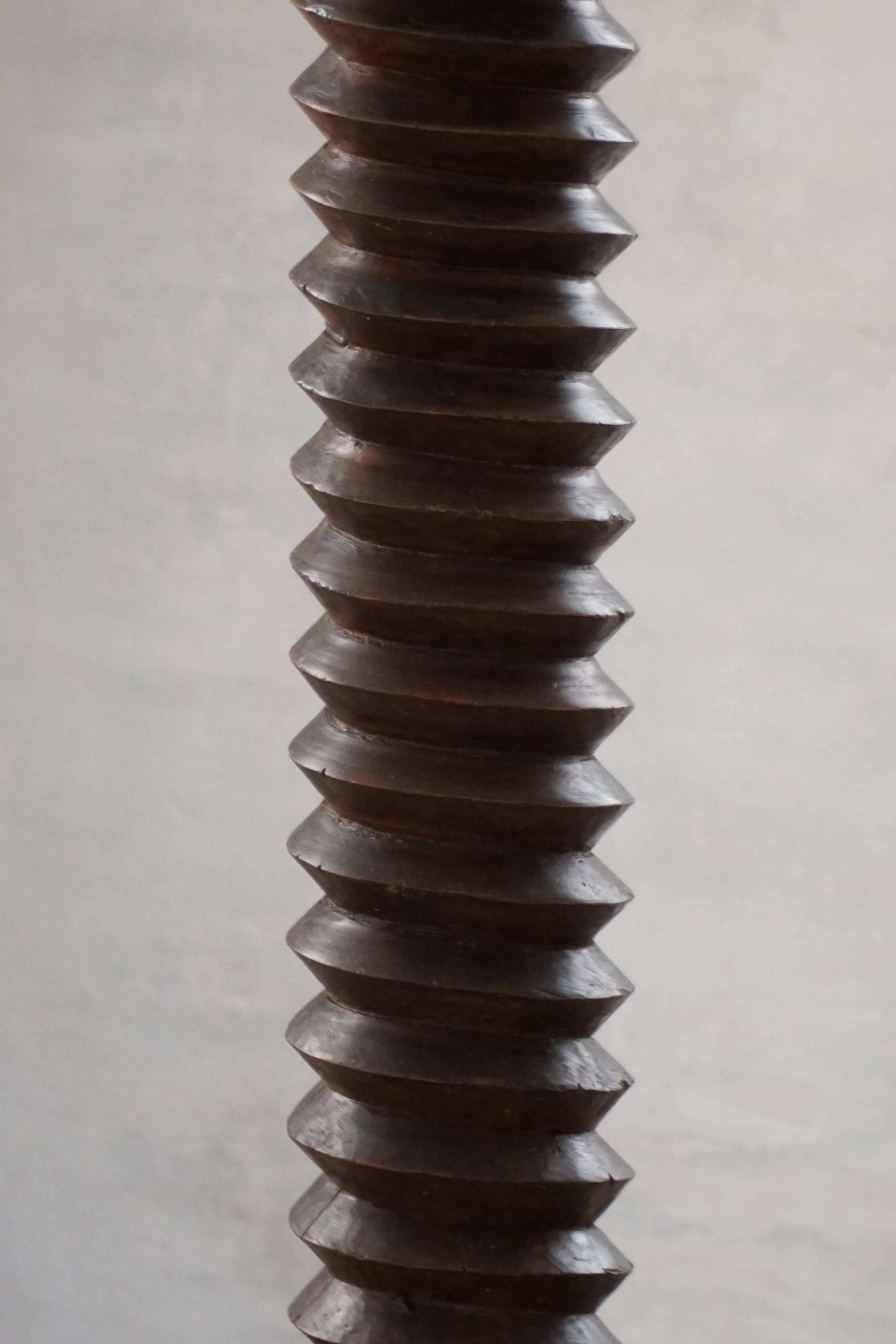 19th-century sculptural French wine press in solid wood / pedestal