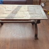 Blacksmith coffee table made of wrought iron and slate.
