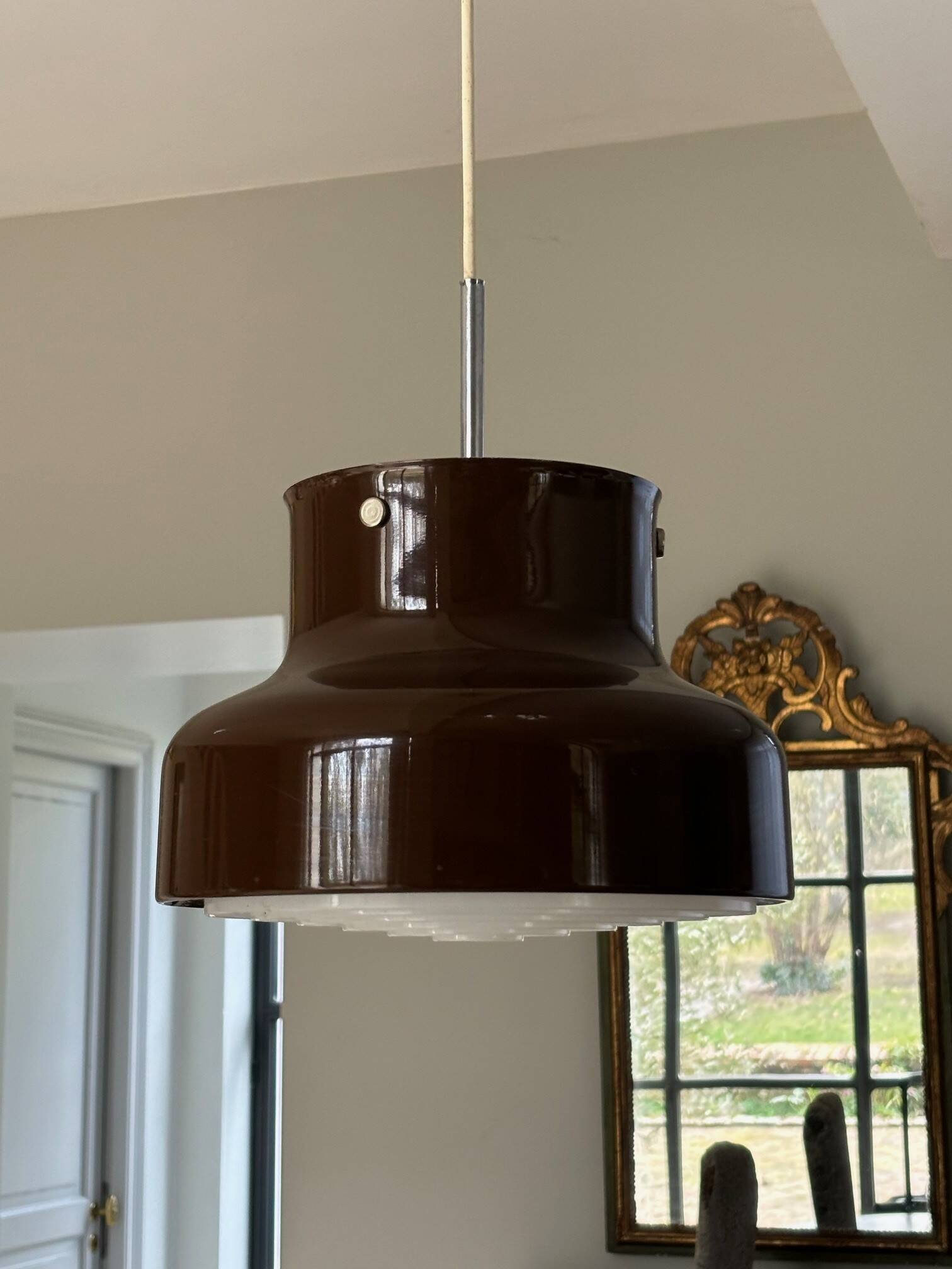 Bumling brown pendant light - Sweden 70s