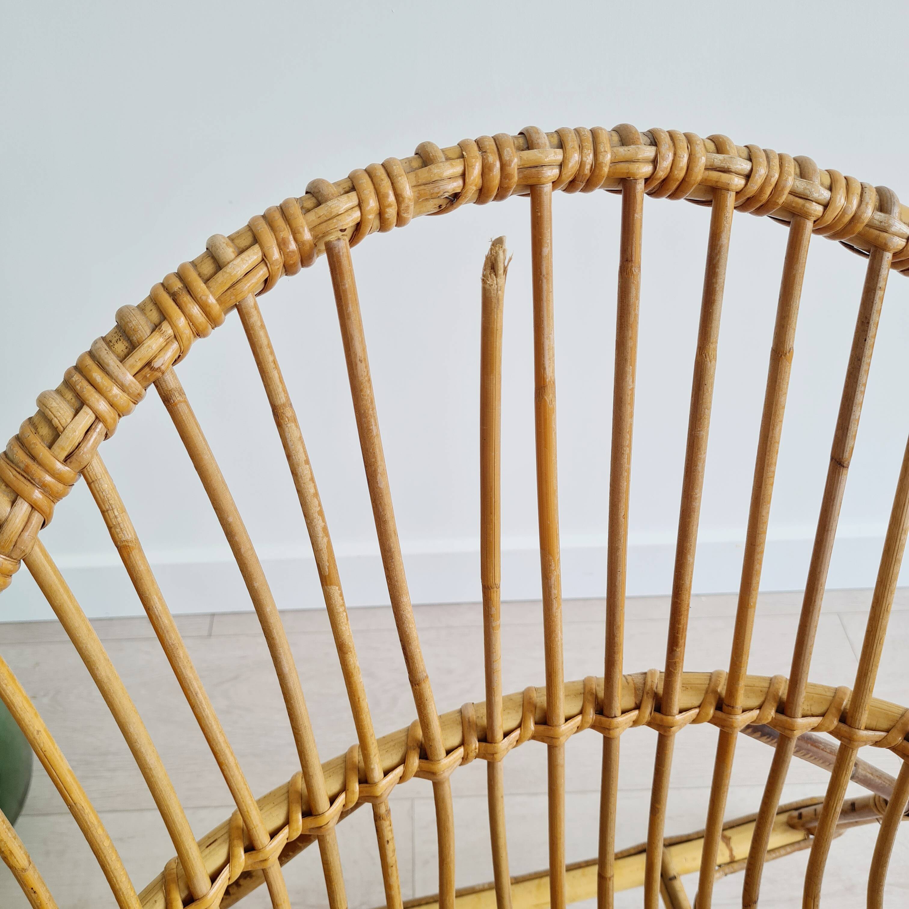 Rattan basket armchair, 1960s