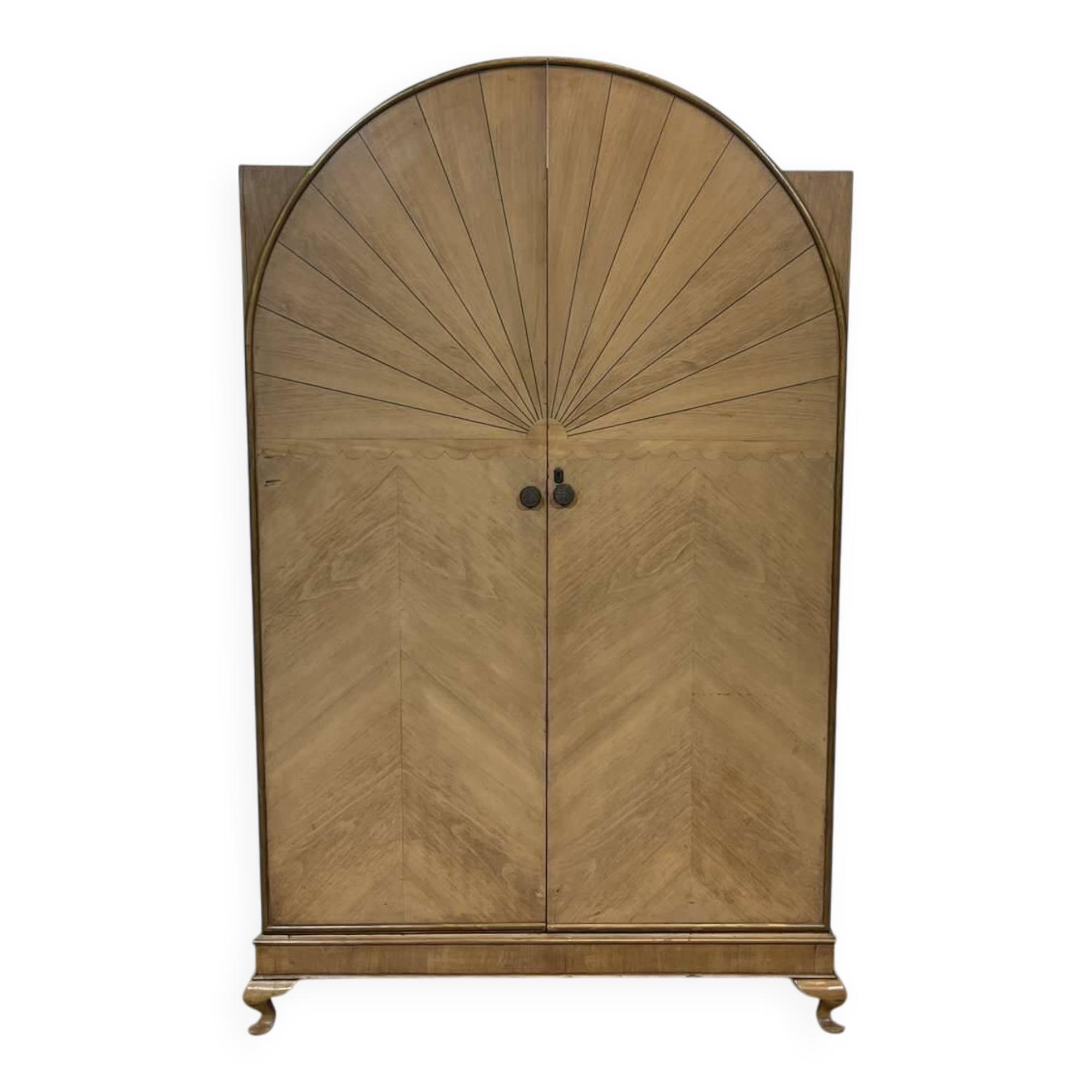 Penderie anglaise art déco en noyer des années 1930