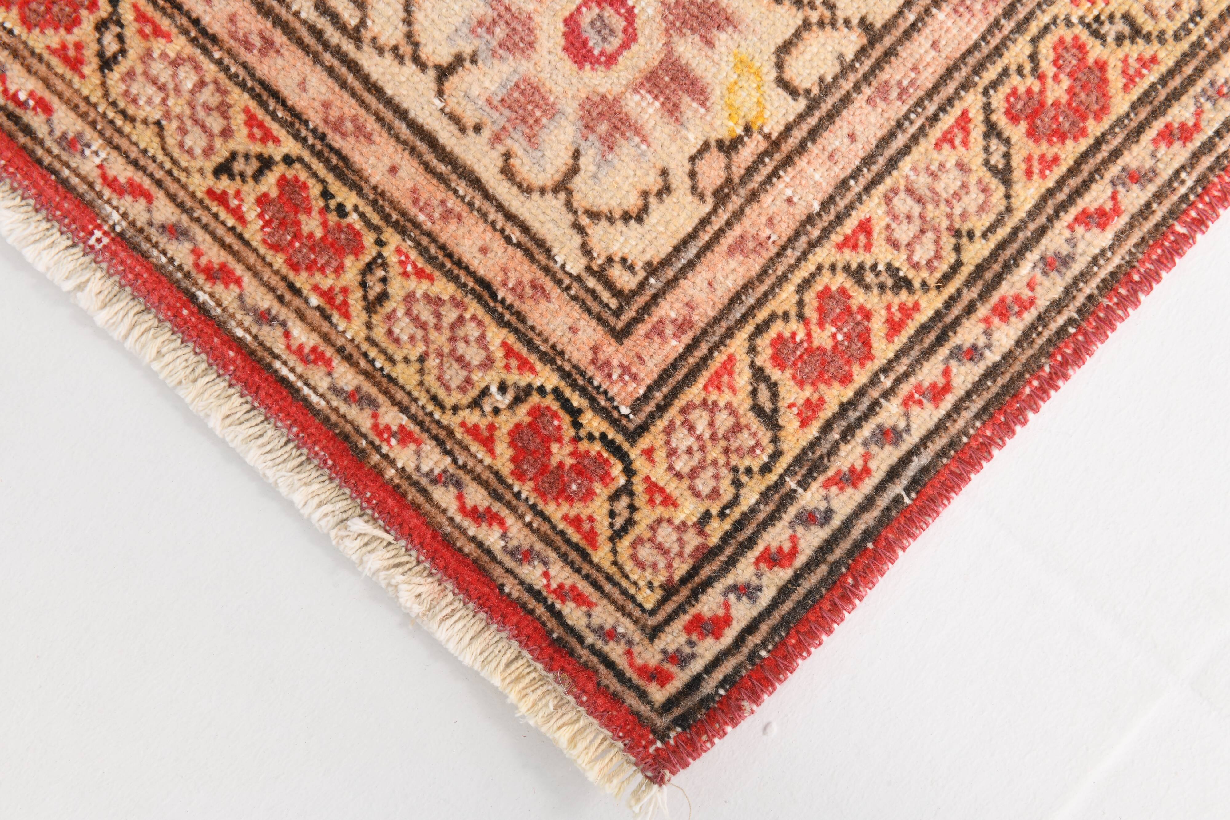 7x9 Red & Yellow Floral Persian Vintage Rug, 206x290Cm
