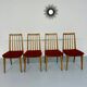 Set of 4 chairs in solid beech and vintage orange fabric, 70s design