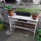 Vintage rattan garden console table