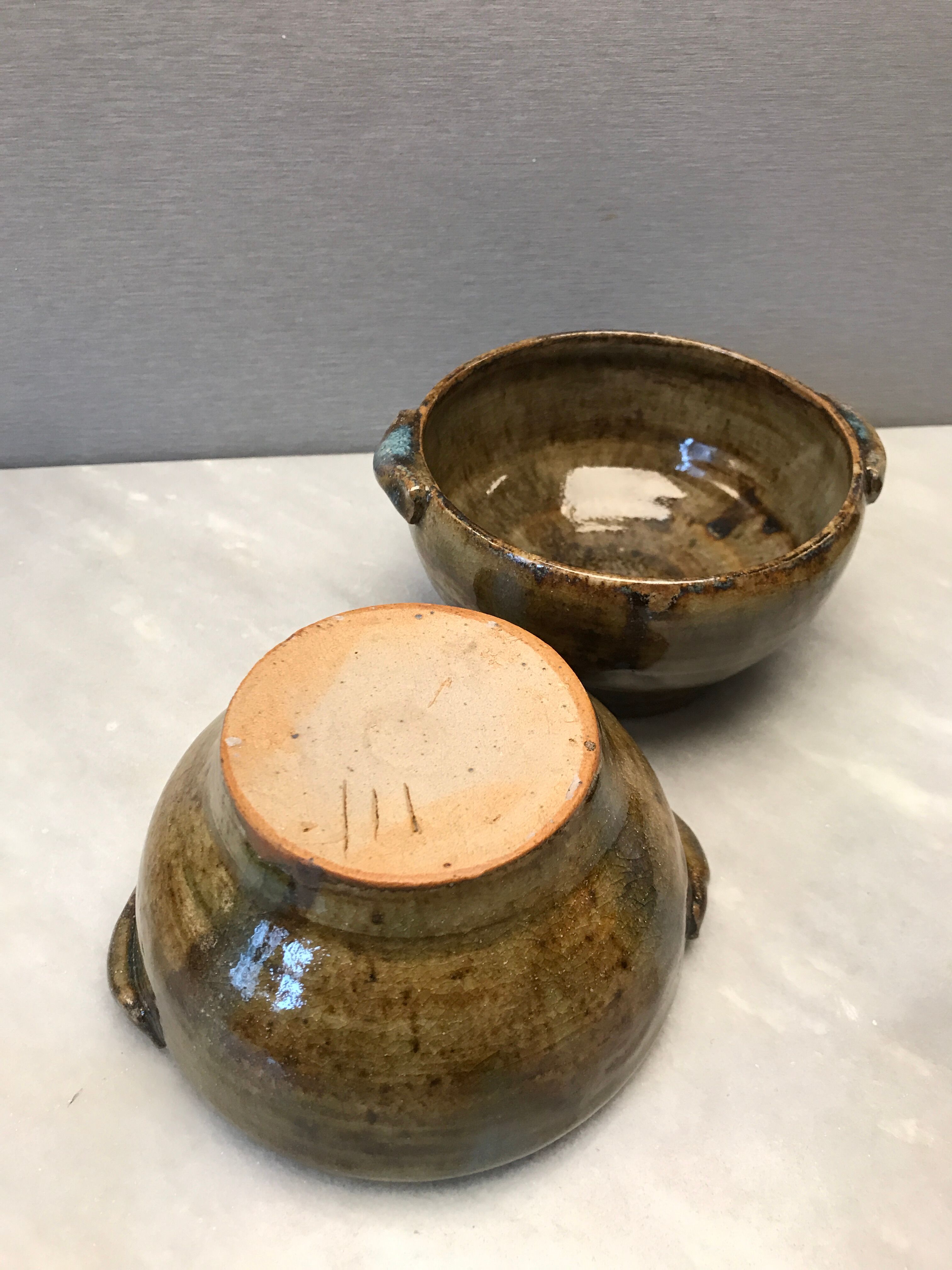 Vintage enamelled sandstone bowls
